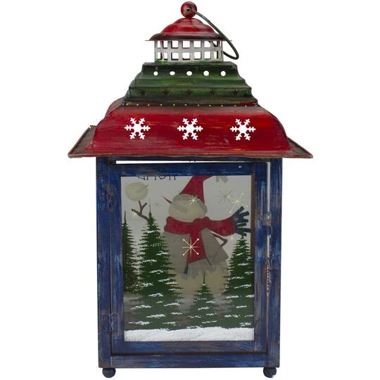Northlight 15" Red, Green & Blue Snowman Christmas Lantern 8 Northlight 15" Red, Green & Blue Snowman Christmas Lantern - Image 8