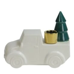 Northlight 5" White Ceramic Truck With Christmas Tree Taper Candlestick Holder -Northlight Shop D253991S 12