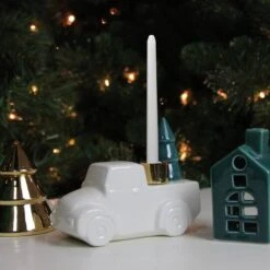 Northlight 5" White Ceramic Truck With Christmas Tree Taper Candlestick Holder -Northlight Shop D253991S 13