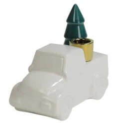 Northlight 5" White Ceramic Truck With Christmas Tree Taper Candlestick Holder -Northlight Shop D253991S 4