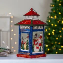 Northlight 13" Red & White Snowman Let It Snow Christmas Lantern -Northlight Shop D253993S 12