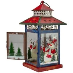 Northlight 13" Red & White Snowman Let It Snow Christmas Lantern -Northlight Shop D253993S 13
