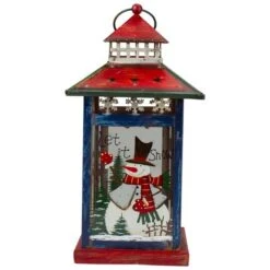 Northlight 13" Red & White Snowman Let It Snow Christmas Lantern -Northlight Shop D253993S 14
