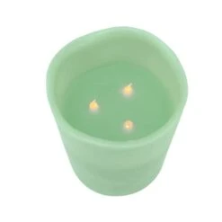 Northlight 8" Sage Green LED 3-Wick Flickering Wax Pillar Candle -Northlight Shop D253995S 2