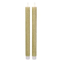 Northlight 12" Gold Glittered Flameless Taper Candles, 2ct. -Northlight Shop D253996S 11