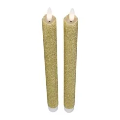 Northlight 12" Gold Glittered Flameless Taper Candles, 2ct. -Northlight Shop D253996S 14