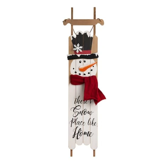 Glitzhome® 3.5ft. Wooden Christmas Snowman Porch Sign 2 Glitzhome® 3.5ft. Wooden Christmas Snowman Porch Sign - Image 2