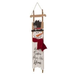 Glitzhome® 3.5ft. Wooden Christmas Snowman Porch Sign 12 Glitzhome® 3.5ft. Wooden Christmas Snowman Porch Sign -Northlight Shop D254147S 3