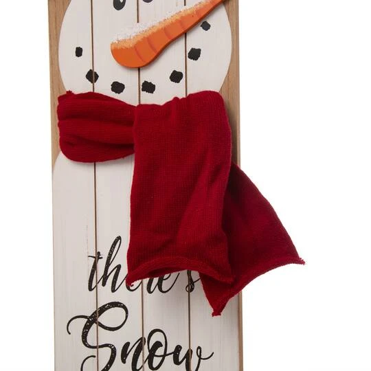 Glitzhome® 3.5ft. Wooden Christmas Snowman Porch Sign 6 Glitzhome® 3.5ft. Wooden Christmas Snowman Porch Sign - Image 6