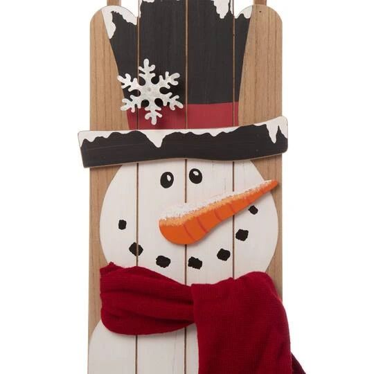 Glitzhome® 3.5ft. Wooden Christmas Snowman Porch Sign 7 Glitzhome® 3.5ft. Wooden Christmas Snowman Porch Sign - Image 7