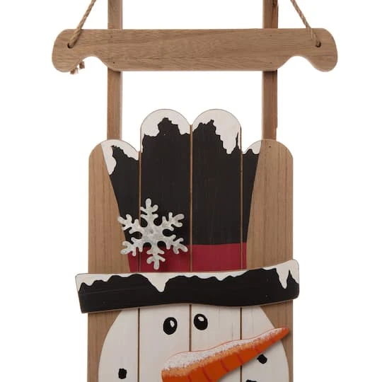 Glitzhome® 3.5ft. Wooden Christmas Snowman Porch Sign 8 Glitzhome® 3.5ft. Wooden Christmas Snowman Porch Sign - Image 8