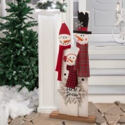 Glitzhome® 35" Wooden Snowman Family Porch Sign -Northlight Shop D254157S 2