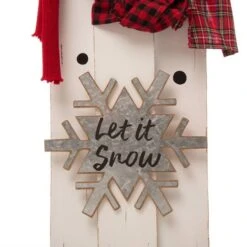 Glitzhome® 35" Wooden Snowman Family Porch Sign -Northlight Shop D254157S 7