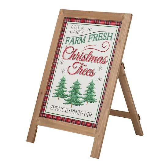 Glitzhome® 24" Wooden Christmas Trees Porch Sign 2 Glitzhome® 24" Wooden Christmas Trees Porch Sign - Image 2