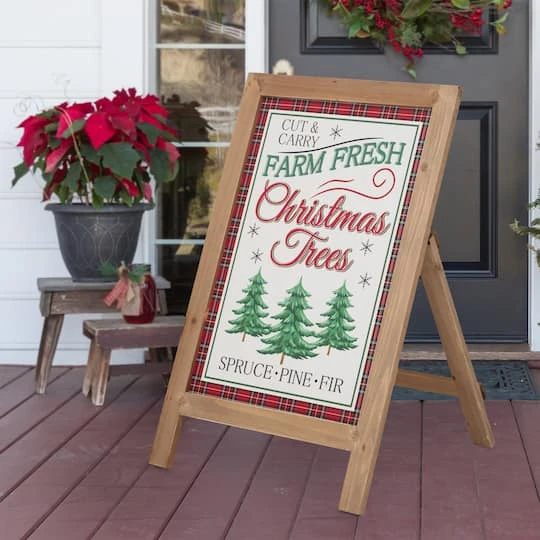 Glitzhome® 24" Wooden Christmas Trees Porch Sign 3 Glitzhome® 24" Wooden Christmas Trees Porch Sign - Image 3