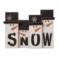 Glitzhome® 12" Wooden Snowman Family Tabletop Accent -Northlight Shop D254189S 3