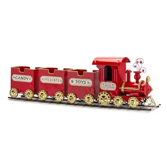 Melrose 37" Red Metal Christmas Train On Tracks Accent 1 Melrose 37" Red Metal Christmas Train On Tracks Accent