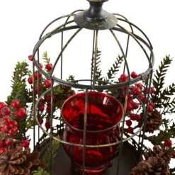 15" Pine & Berry Birdhouse Candelabrum 8 15" Pine & Berry Birdhouse Candelabrum -Northlight Shop D292869S 12