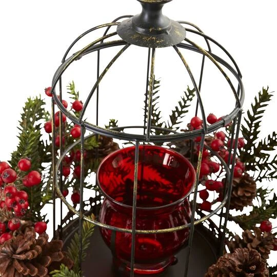 15" Pine & Berry Birdhouse Candelabrum 3 15" Pine & Berry Birdhouse Candelabrum - Image 3