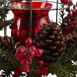 15" Pine & Berry Birdhouse Candelabrum 9 15" Pine & Berry Birdhouse Candelabrum -Northlight Shop D292869S 13