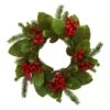 19" Magnolia Leaf, Berry & Pine Artificial Wreath