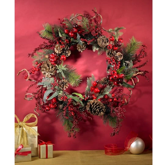 24" Red Berry Wreath 3 24" Red Berry Wreath - Image 3