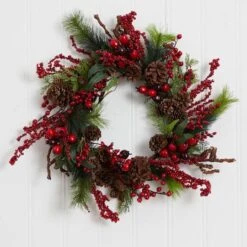 24" Red Berry Wreath 8 24" Red Berry Wreath -Northlight Shop D292933S 13