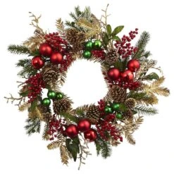 24" Ornament, Pine & Pinecone Wreath