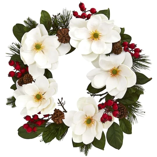 26" Magnolia, Pine & Berries Wreath 2 26" Magnolia, Pine & Berries Wreath - Image 2