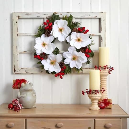 26" Magnolia, Pine & Berries Wreath 3 26" Magnolia, Pine & Berries Wreath - Image 3