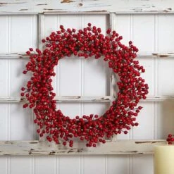22" Red Berry Wreath -Northlight Shop D293305S 13
