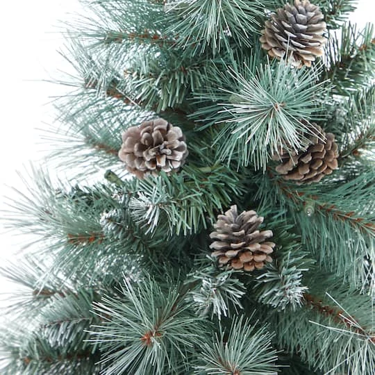 3.5ft. Pre-Lit Frosted Tip British Columbia Mountain Pine Artificial Christmas Tree In Gray Tripod Planter, Clear Lights 5 3.5ft. Pre-Lit Frosted Tip British Columbia Mountain Pine Artificial Christmas Tree In Gray Tripod Planter, Clear Lights - Image 5