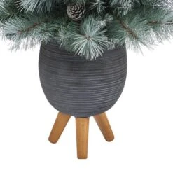 3.5ft. Pre-Lit Frosted Tip British Columbia Mountain Pine Artificial Christmas Tree In Gray Tripod Planter, Clear Lights 11 3.5ft. Pre-Lit Frosted Tip British Columbia Mountain Pine Artificial Christmas Tree In Gray Tripod Planter, Clear Lights -Northlight Shop D322615S 6