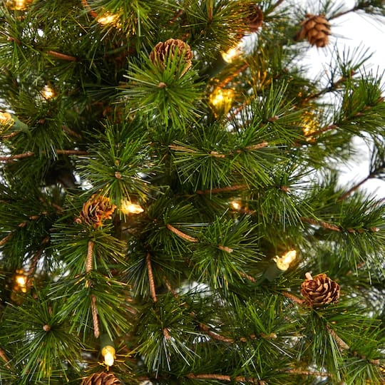 3.5ft. Pre-Lit Colorado Mountain Pine Artificial Christmas Tree In White Tower Planter, Clear Lights 5 3.5ft. Pre-Lit Colorado Mountain Pine Artificial Christmas Tree In White Tower Planter, Clear Lights - Image 5