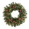 24" White LED Frosted Christmas Wreath With Ornaments & Berries