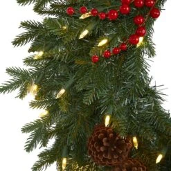 24" LED Green Pine Christmas Wreath With Berries & Pinecones -Northlight Shop D322796S 3