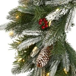 24" LED Snowed Pinecone Christmas Wreath 8 24" LED Snowed Pinecone Christmas Wreath -Northlight Shop D322841S 3