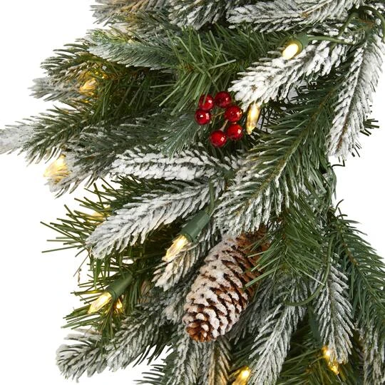 24" LED Snowed Pinecone Christmas Wreath 3 24" LED Snowed Pinecone Christmas Wreath - Image 3