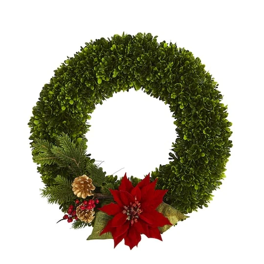 18'' Tea Leaf, Poinsettia & Pine Wreath 2 18'' Tea Leaf, Poinsettia & Pine Wreath - Image 2