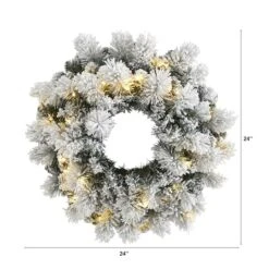 24" LED Flocked Christmas Wreath -Northlight Shop D322875S 2