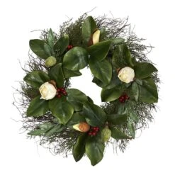 20" Cedar & Magnolia With Berries Wreath