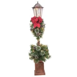 4ft. Pre-Lit Lamp Post With Big Red Bow