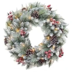 Front Page 14 Santa's Workshop 2.5ft. Pre-Lit Glitter Mixed Pine Wreath