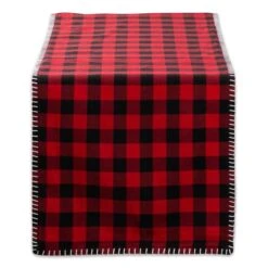 DIIĀ® 72" Christmas Buffalo Check With Embroidery Table Runner