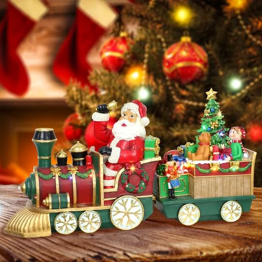 24" Pre-Lit Multicolor LED Santa Train Tabletop Décor 3 24" Pre-Lit Multicolor LED Santa Train Tabletop Décor - Image 3