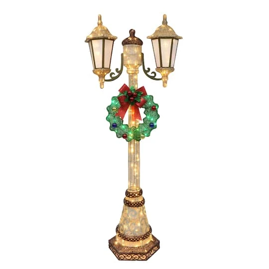 6ft. Pre-Lit Gold And Green Lamp Post With Twinkling Lights 1 6ft. Pre-Lit Gold And Green Lamp Post With Twinkling Lights