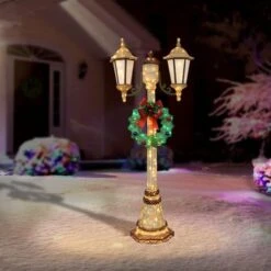 6ft. Pre-Lit Gold And Green Lamp Post With Twinkling Lights 5 6ft. Pre-Lit Gold And Green Lamp Post With Twinkling Lights -Northlight Shop D393497S 2