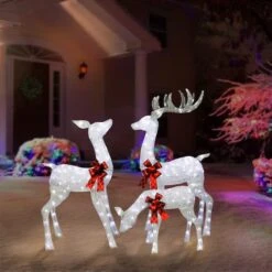 3-Piece Outdoor Pre-Lit Silver Deer Family -Northlight Shop D393499S 2