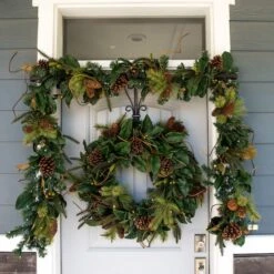 Village Lighting 30" Pre-Lit Magnolia Leaf Christmas Wreath, Clear LED Lights -Northlight Shop D403185S 3