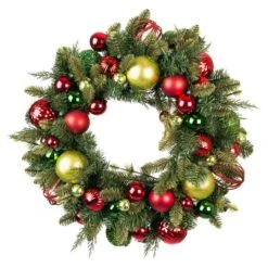 Village Lighting 30" Pre-Lit Festive Holiday Christmas Wreath, Clear LED Lights -Northlight Shop D403188S 2